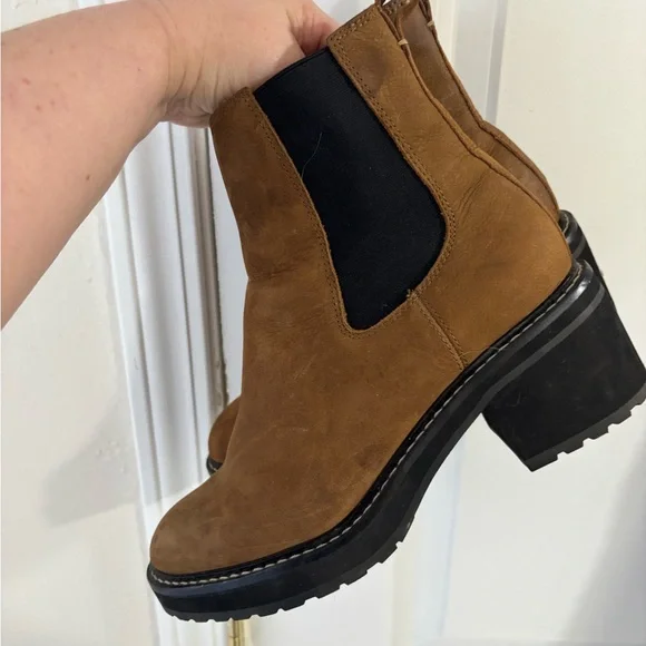 Women’s Madewell Carina Platform Tan Heeled Chelsea Boots - Picture 5 of 16